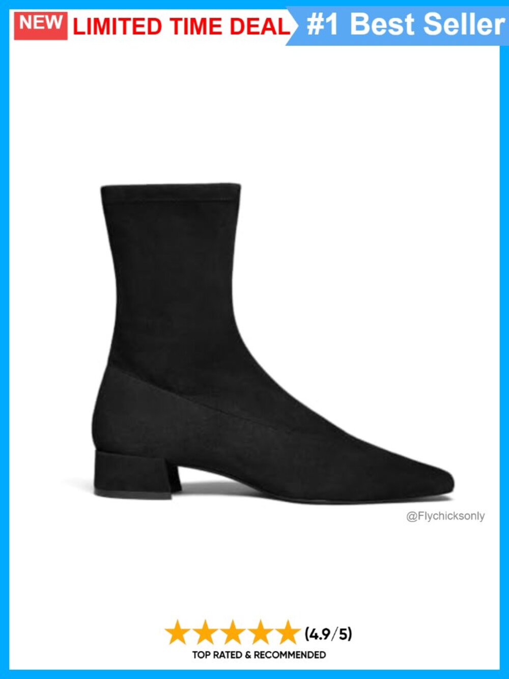 Faux Suede Ankle Boots Square Toe Chunky Block Heel Side Zip Booties